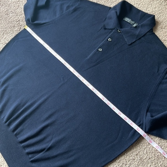 Two Merino Wool Henley Collared Sweaters Nordstrom and Barney’s Brown and Navy - Picture 9 of 10